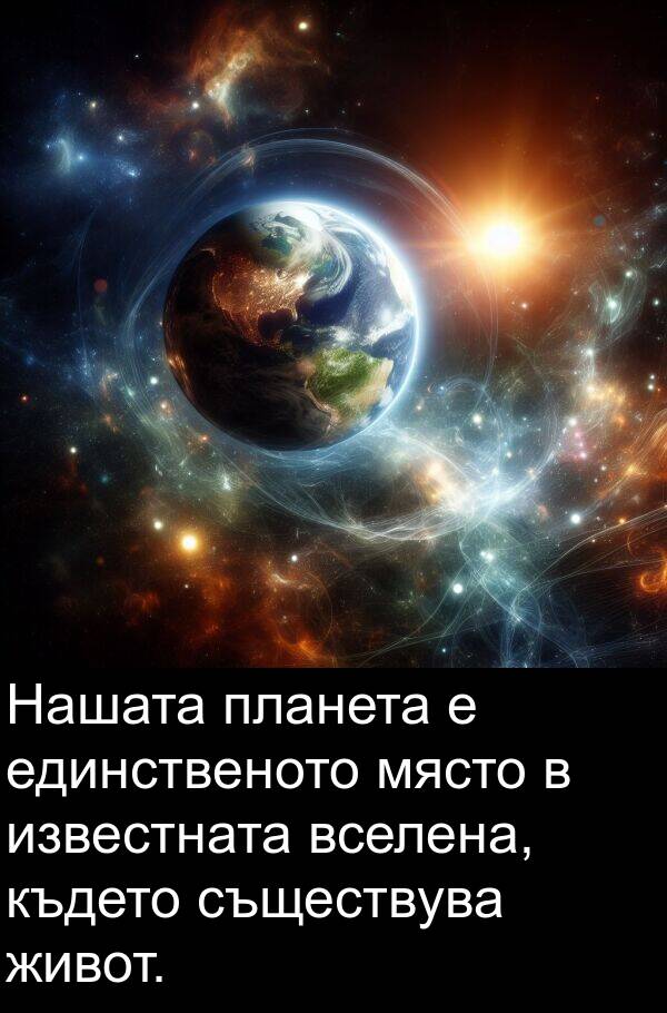 известната: Нашата планета е единственото място в известната вселена, където съществува живот.