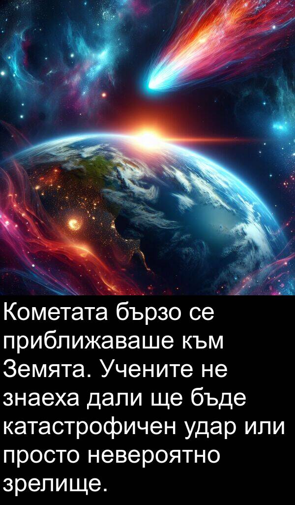 зрелище: Кометата бързо се приближаваше към Земята. Учените не знаеха дали ще бъде катастрофичен удар или просто невероятно зрелище.