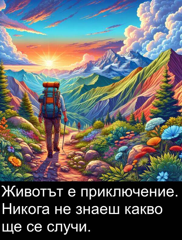 знаеш: Животът е приключение. Никога не знаеш какво ще се случи.