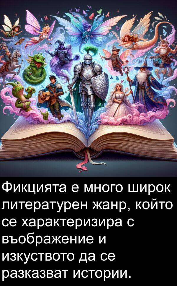 жанр: Фикцията е много широк литературен жанр, който се характеризира с въображение и изкуството да се разказват истории.