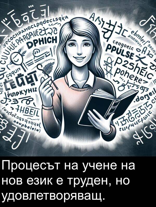 удовлетворяващ: Процесът на учене на нов език е труден, но удовлетворяващ.