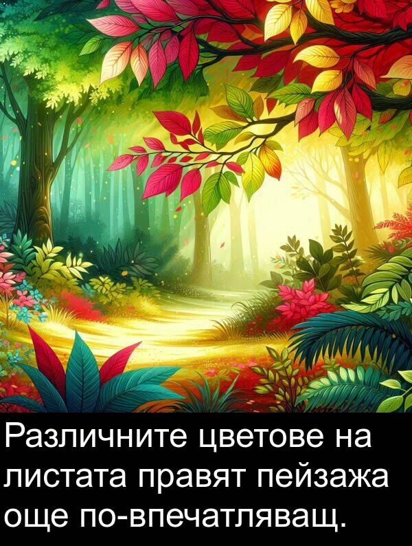 пейзажа: Различните цветове на листата правят пейзажа още по-впечатляващ.