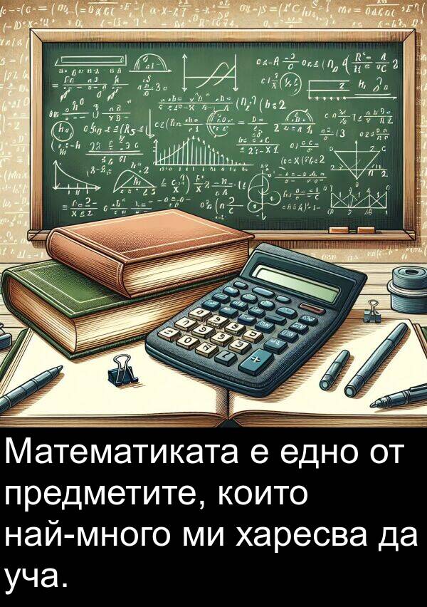 харесва: Математиката е едно от предметите, които най-много ми харесва да уча.