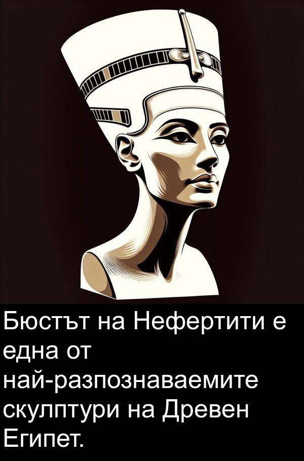 една: Бюстът на Нефертити е една от най-разпознаваемите скулптури на Древен Египет.