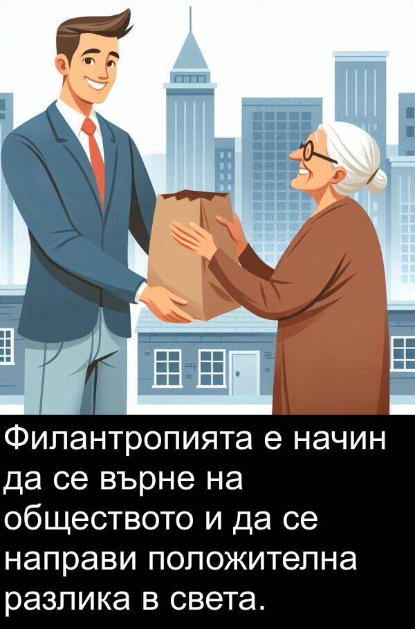 света: Филантропията е начин да се върне на обществото и да се направи положителна разлика в света.