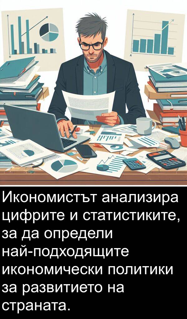 развитието: Икономистът анализира цифрите и статистиките, за да определи най-подходящите икономически политики за развитието на страната.