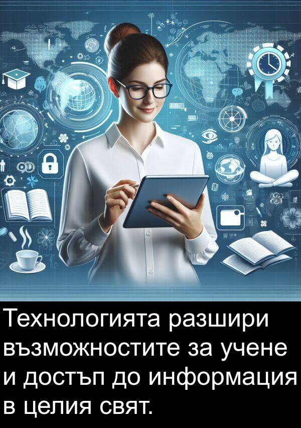 информация: Технологията разшири възможностите за учене и достъп до информация в целия свят.