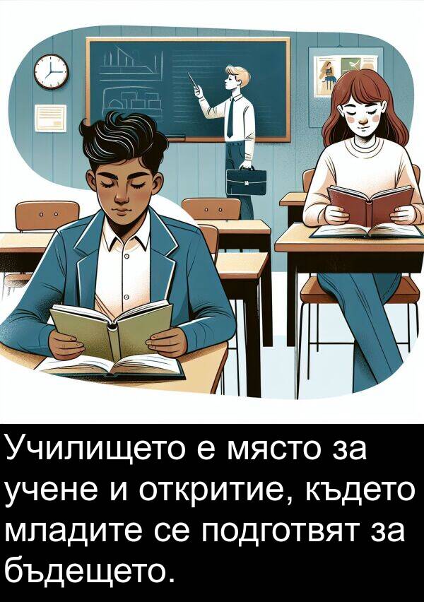 младите: Училището е място за учене и откритие, където младите се подготвят за бъдещето.