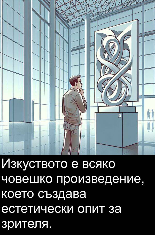 зрителя: Изкуството е всяко човешко произведение, което създава естетически опит за зрителя.