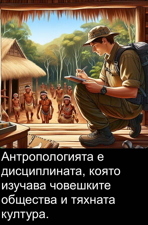 човешките: Антропологията е дисциплината, която изучава човешките общества и тяхната култура.