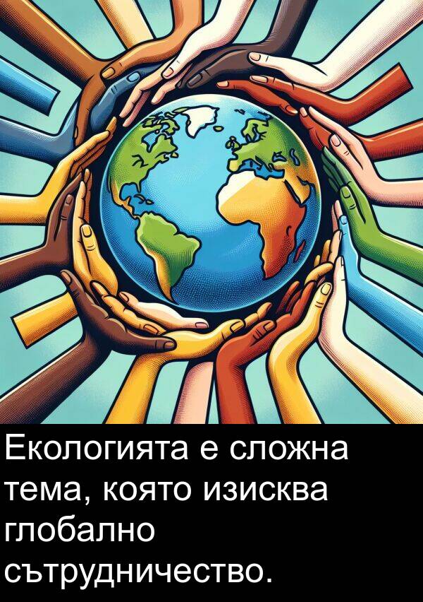 тема: Екологията е сложна тема, която изисква глобално сътрудничество.