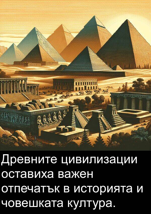 цивилизации: Древните цивилизации оставиха важен отпечатък в историята и човешката култура.