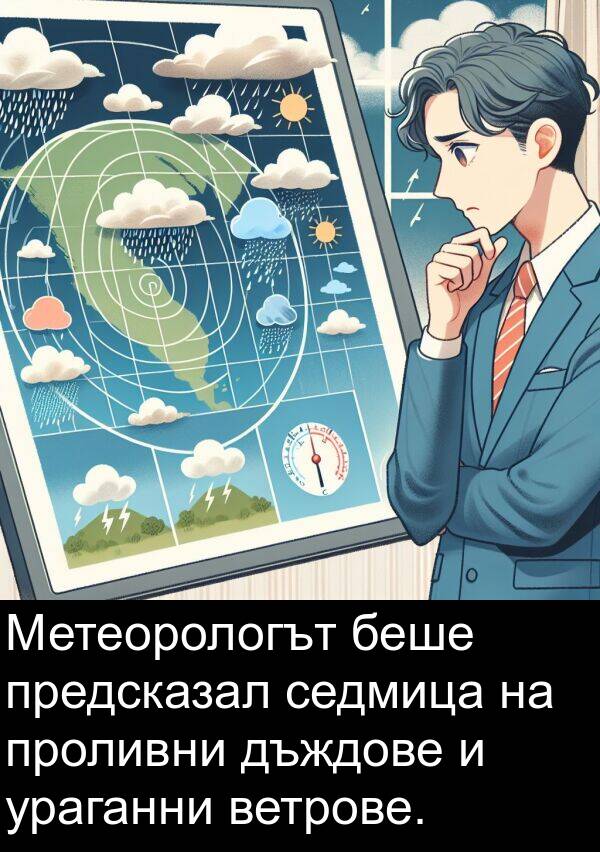 ветрове: Метеорологът беше предсказал седмица на проливни дъждове и ураганни ветрове.