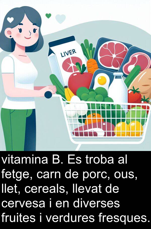 llet: vitamina B. Es troba al fetge, carn de porc, ous, llet, cereals, llevat de cervesa i en diverses fruites i verdures fresques.