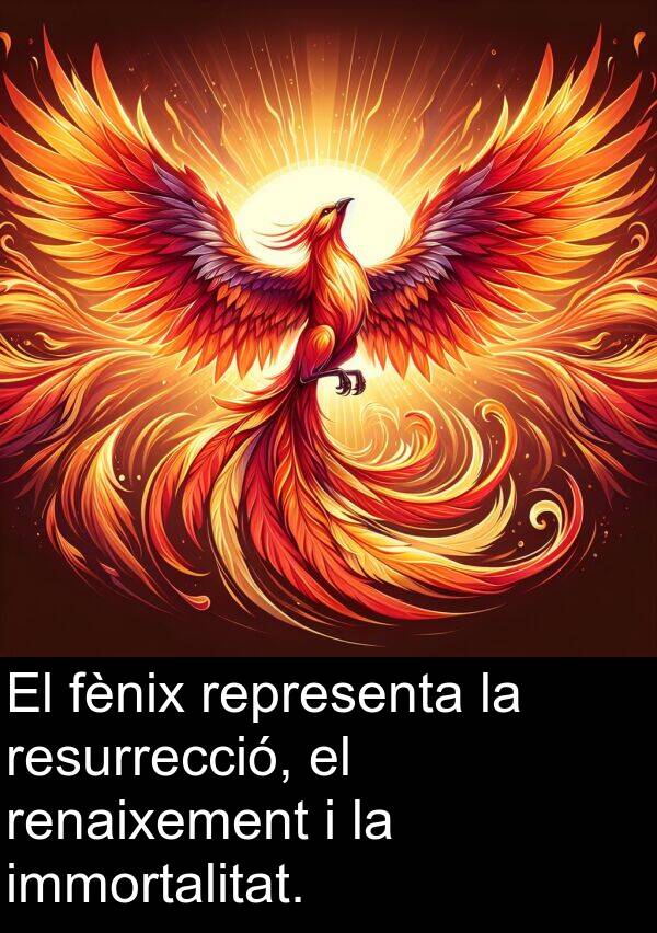 representa: El fènix representa la resurrecció, el renaixement i la immortalitat.