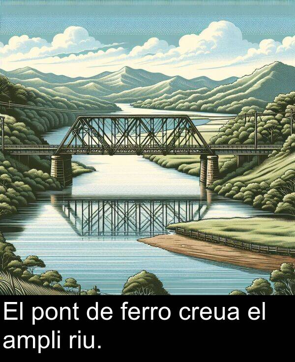 ferro: El pont de ferro creua el ampli riu.