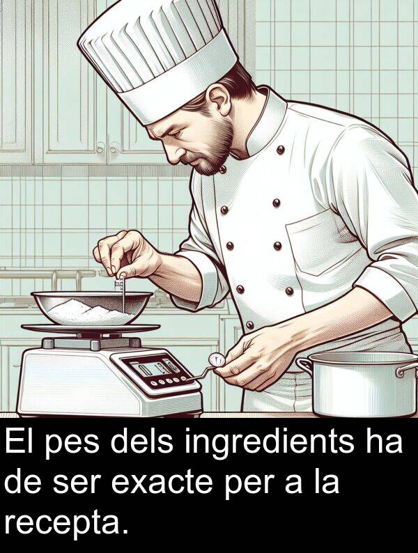 dels: El pes dels ingredients ha de ser exacte per a la recepta.