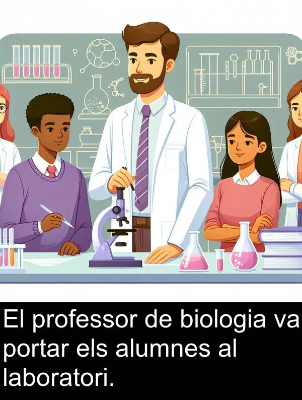 laboratori: El professor de biologia va portar els alumnes al laboratori.