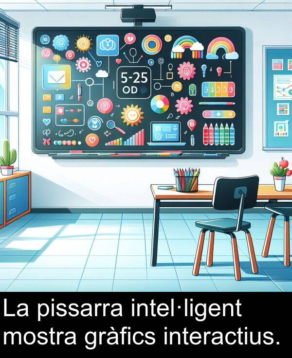 interactius: La pissarra intel·ligent mostra gràfics interactius.