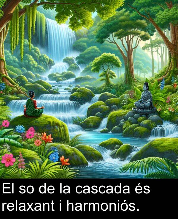 cascada: El so de la cascada és relaxant i harmoniós.