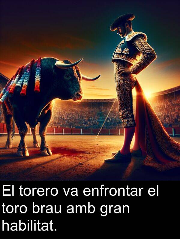 brau: El torero va enfrontar el toro brau amb gran habilitat.