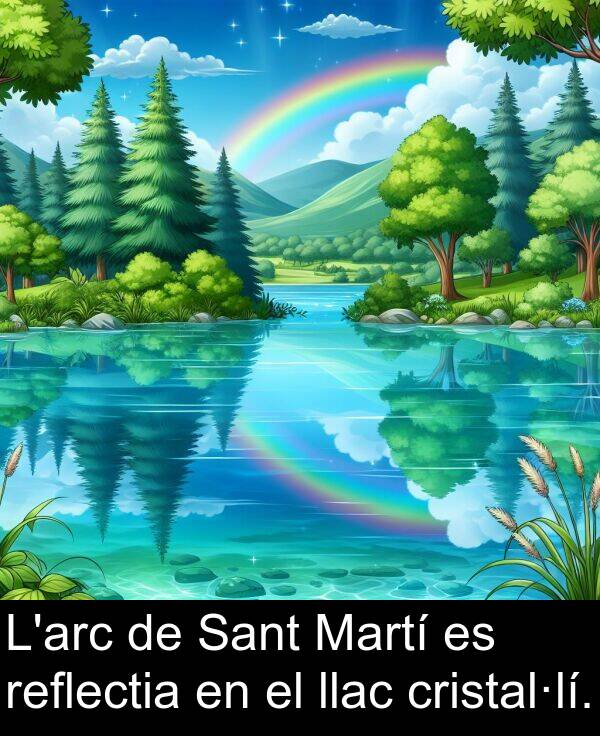 llac: L'arc de Sant Martí es reflectia en el llac cristal·lí.