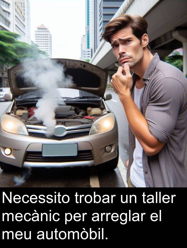 taller: Necessito trobar un taller mecànic per arreglar el meu automòbil.