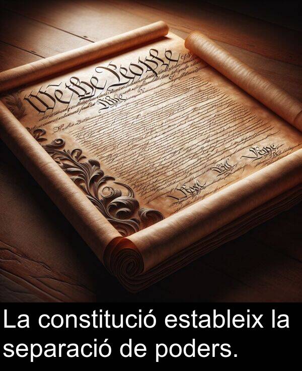 separació: La constitució estableix la separació de poders.