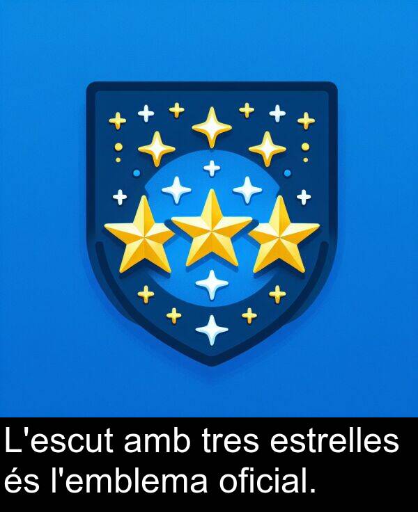 oficial: L'escut amb tres estrelles és l'emblema oficial.