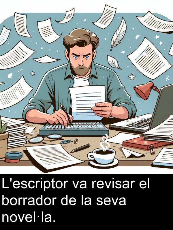 borrador: L'escriptor va revisar el borrador de la seva novel·la.