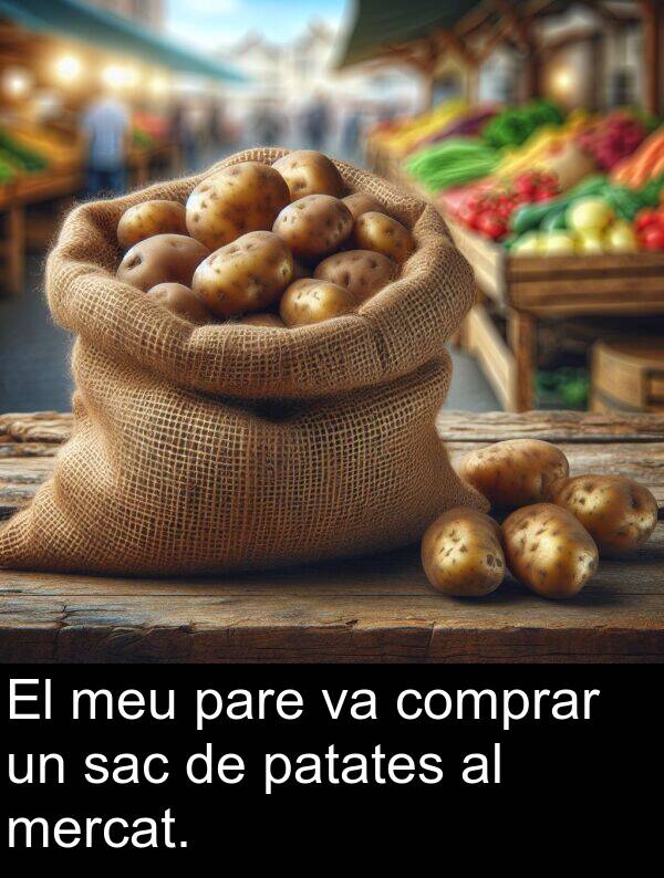 patates: El meu pare va comprar un sac de patates al mercat.