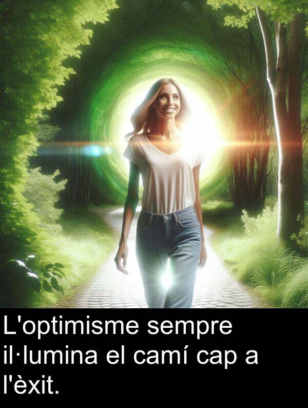 camí: L'optimisme sempre il·lumina el camí cap a l'èxit.