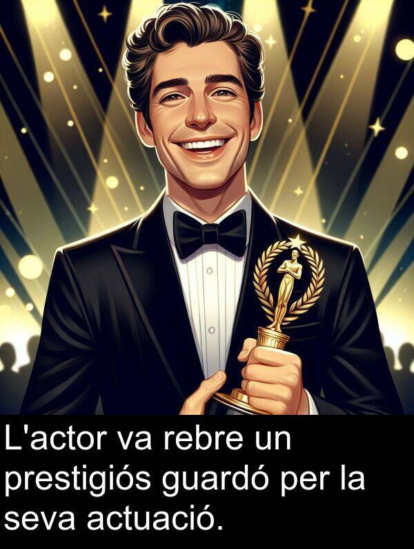actuació: L'actor va rebre un prestigiós guardó per la seva actuació.