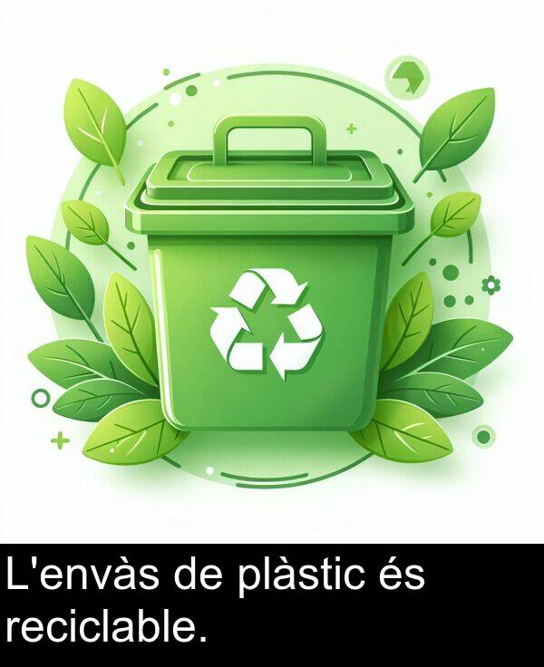 reciclable: L'envàs de plàstic és reciclable.