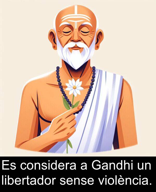 libertador: Es considera a Gandhi un libertador sense violència.