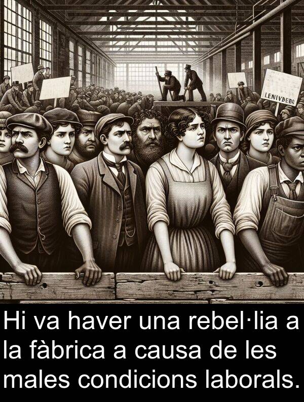 causa: Hi va haver una rebel·lia a la fàbrica a causa de les males condicions laborals.