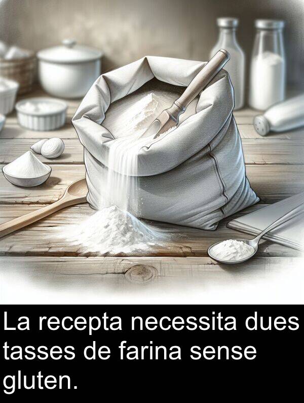 necessita: La recepta necessita dues tasses de farina sense gluten.