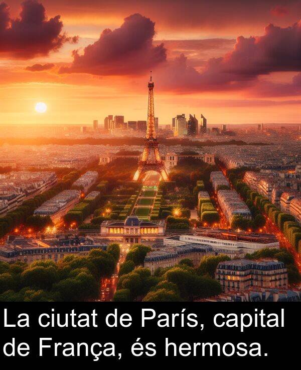 capital: La ciutat de París, capital de França, és hermosa.