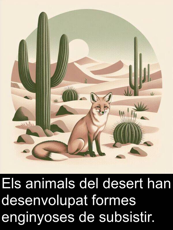 desenvolupat: Els animals del desert han desenvolupat formes enginyoses de subsistir.