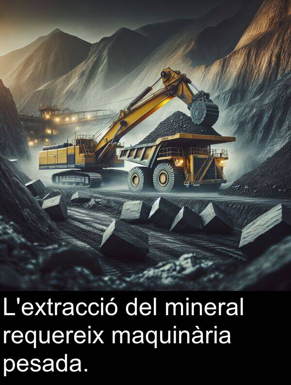 maquinària: L'extracció del mineral requereix maquinària pesada.