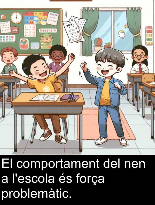 força: El comportament del nen a l'escola és força problemàtic.