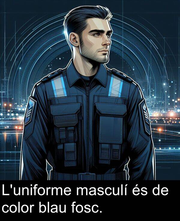 blau: L'uniforme masculí és de color blau fosc.