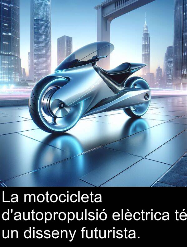 elèctrica: La motocicleta d'autopropulsió elèctrica té un disseny futurista.