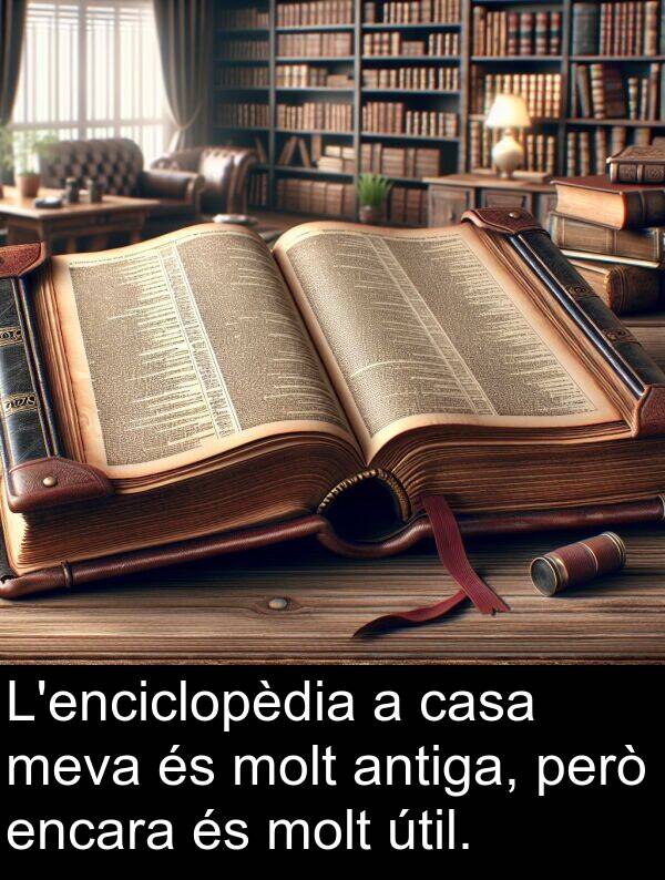 útil: L'enciclopèdia a casa meva és molt antiga, però encara és molt útil.