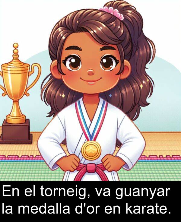 karate: En el torneig, va guanyar la medalla d'or en karate.