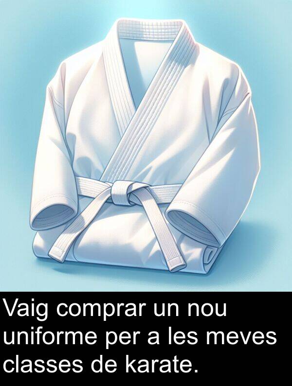 karate: Vaig comprar un nou uniforme per a les meves classes de karate.