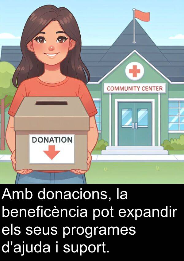 beneficència: Amb donacions, la beneficència pot expandir els seus programes d'ajuda i suport.