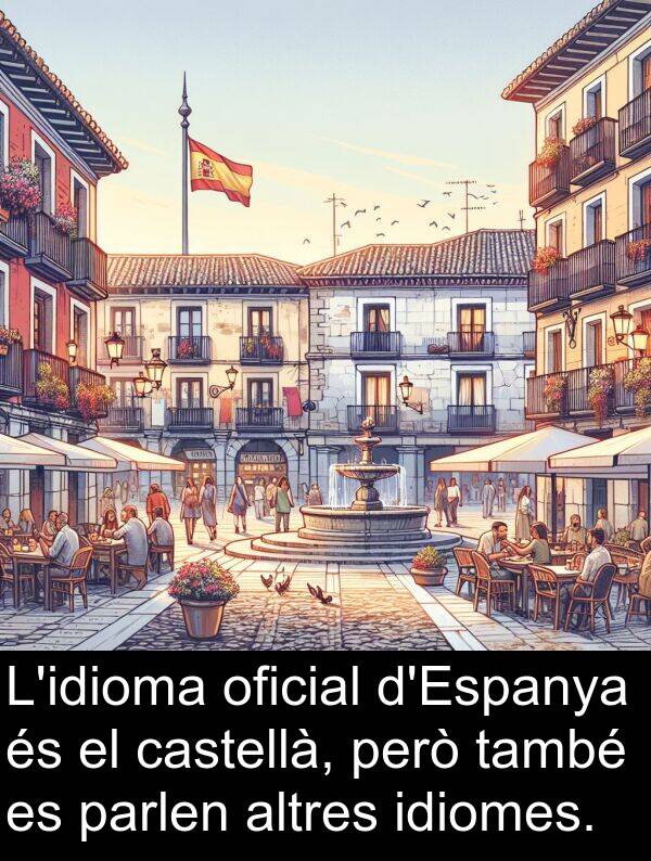 oficial: L'idioma oficial d'Espanya és el castellà, però també es parlen altres idiomes.