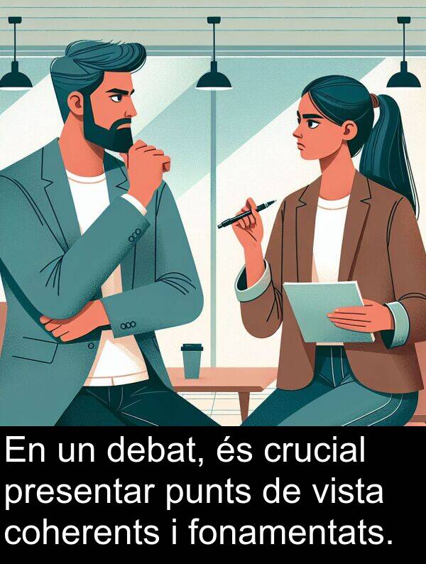 debat: En un debat, és crucial presentar punts de vista coherents i fonamentats.