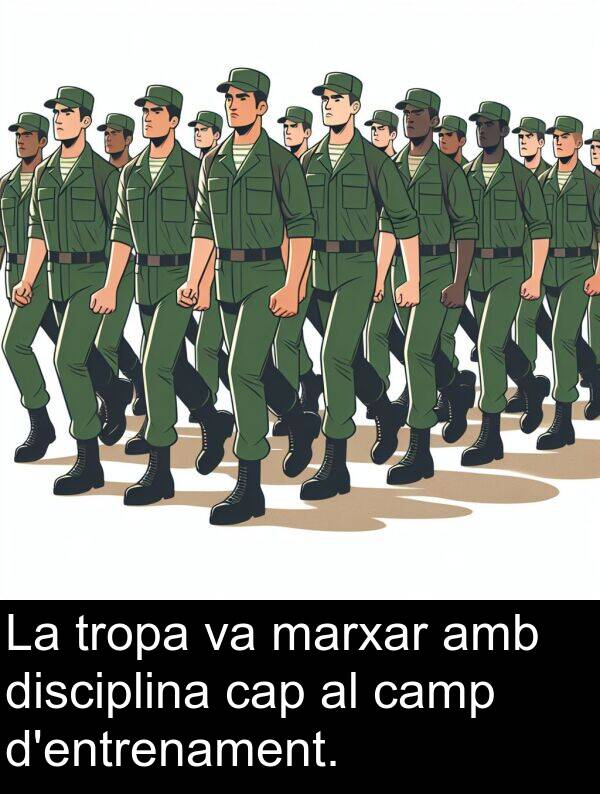 camp: La tropa va marxar amb disciplina cap al camp d'entrenament.